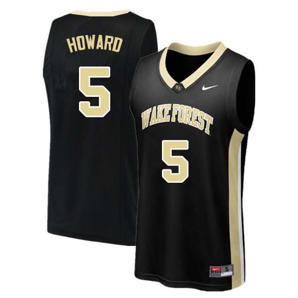 Men #5 Josh Howard Wake Forest Demon Deacons College Basketball Jerseys Sale-Black